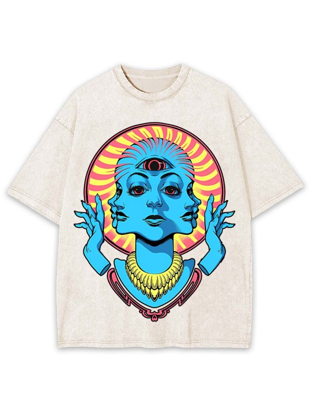 Triple Face Oracle Washed Tshirt