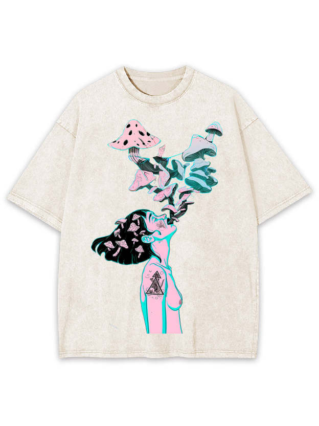 Mushroom Dreamscape Washed Tshirt