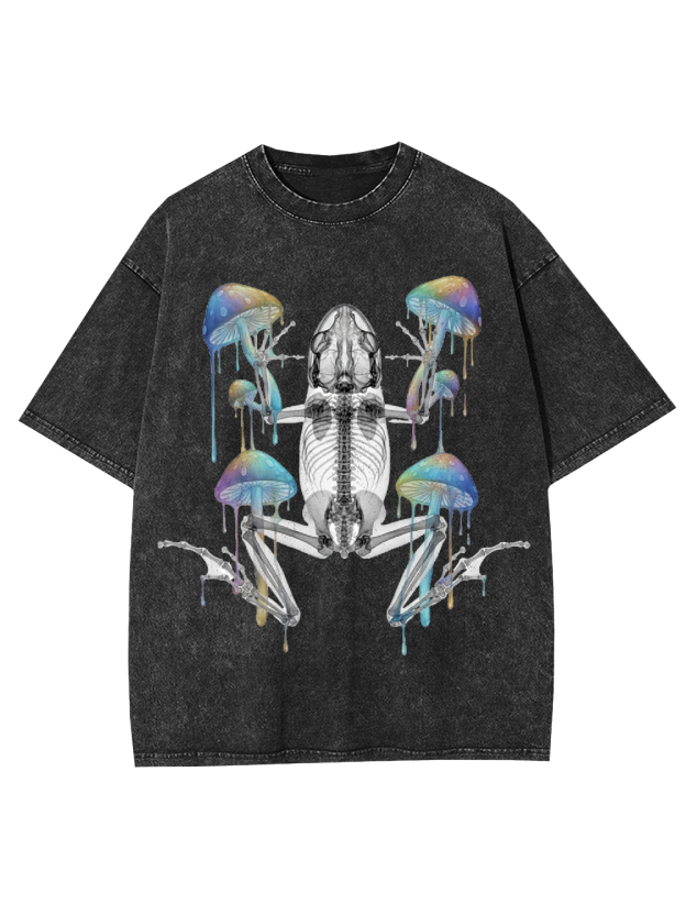 Perspective Skeleton Frog Washed Tshirt