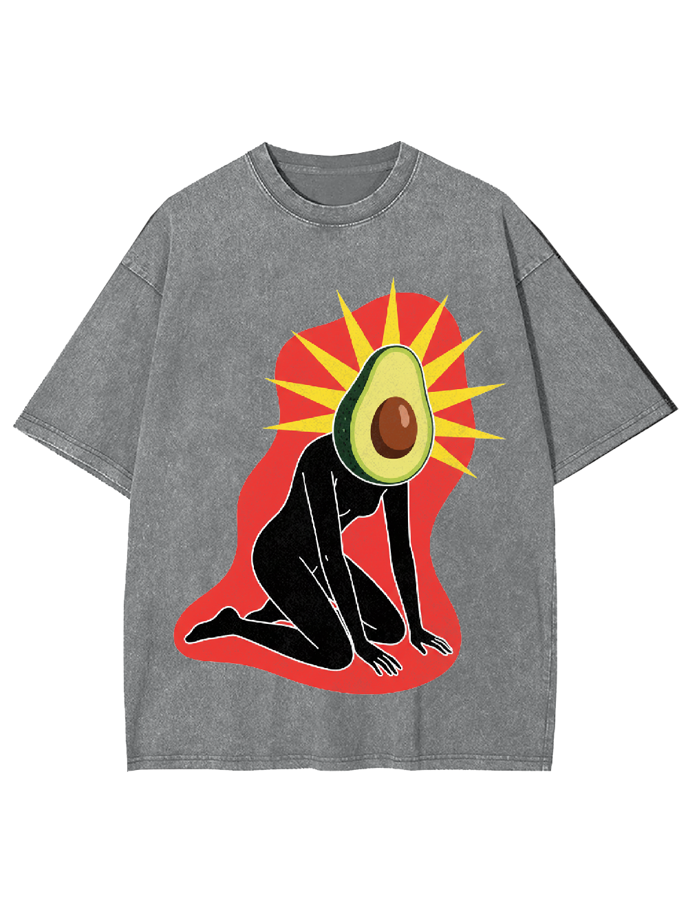 Avocado-Head Figure Washed Tshirt