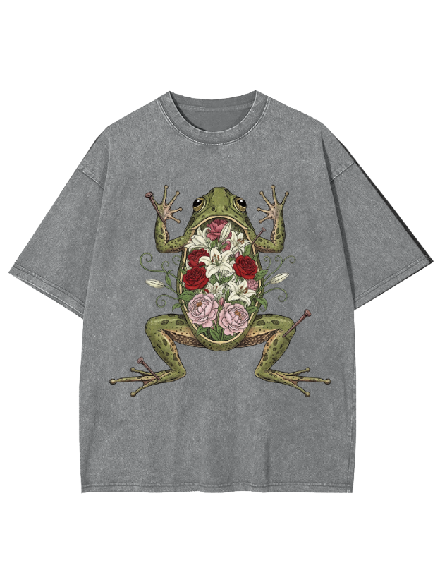 Floral Organs Frog Washed Tshirt