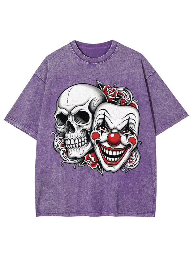 Clown and Skull Washed Tshirt
