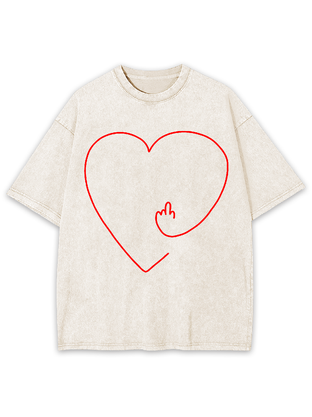 Middle Finger Heart Washed Tshirt