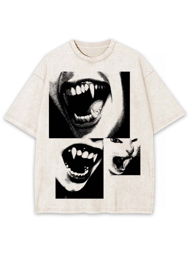 Fangs And Fury Washed Tshirt
