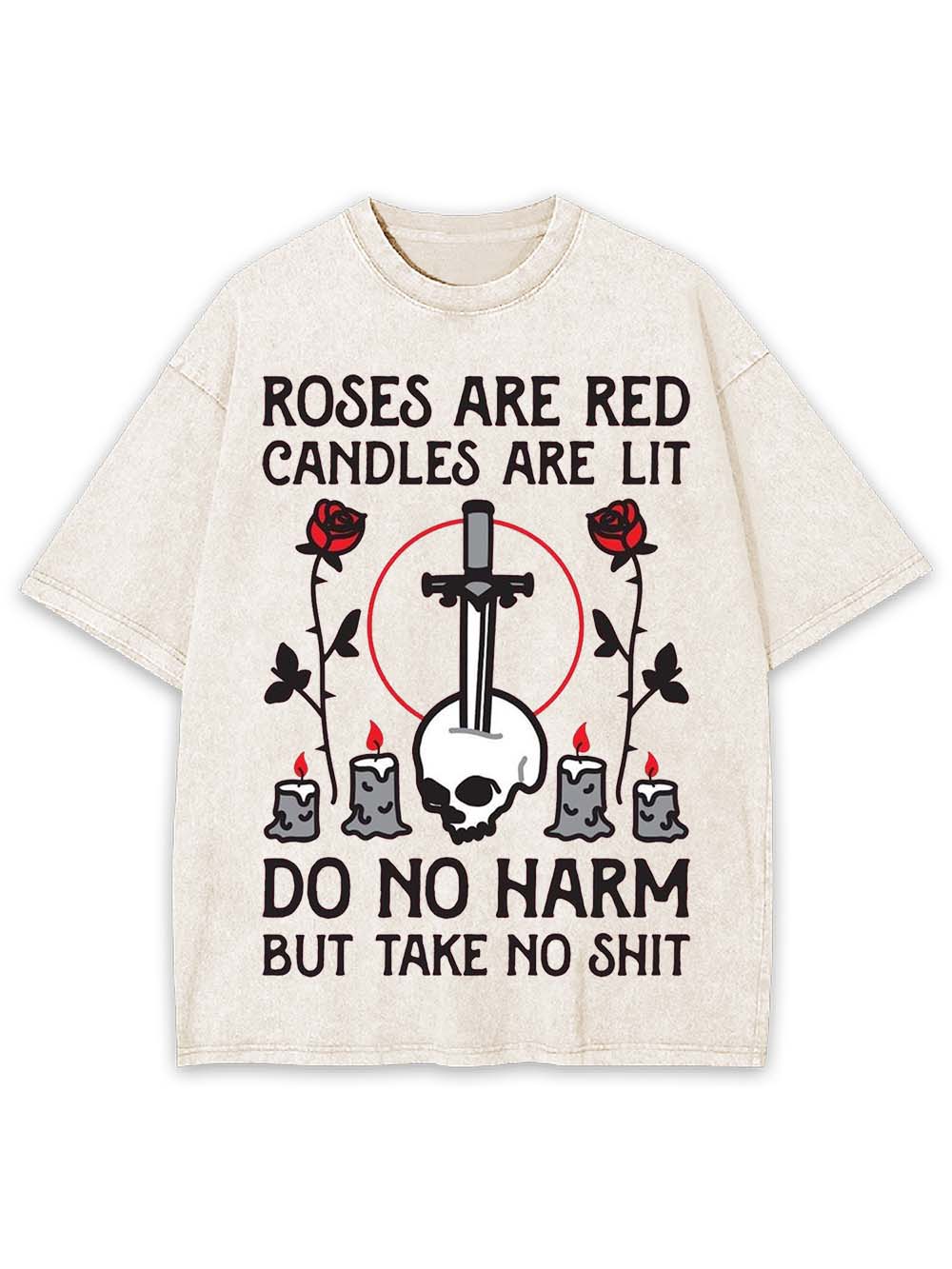 ROSES ARE RED, CANDLES ARE LIT WASHED TSHIRT