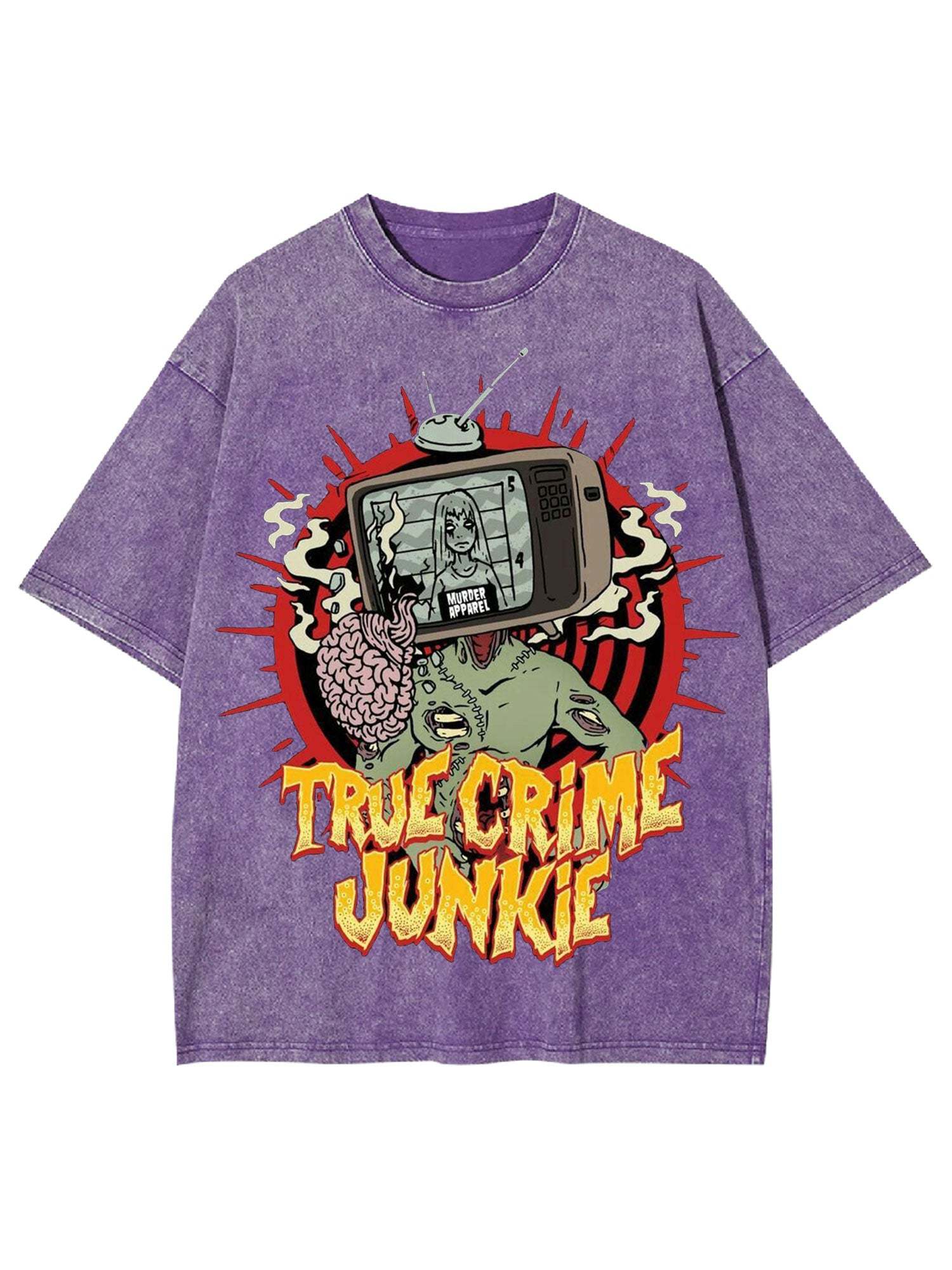 True Crime Junkie Washed Tshirt-ClassyOutlaw Sale