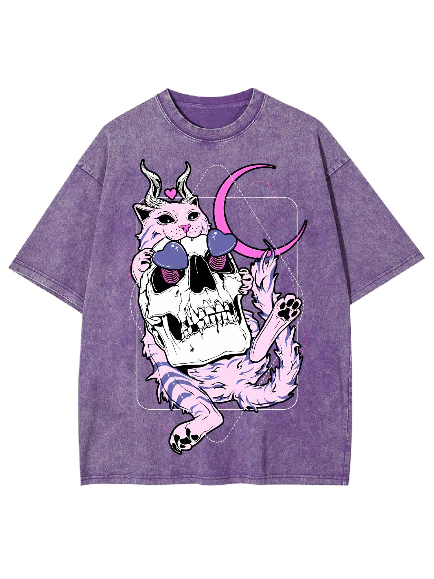 Cat And Skull Washed Tshirt
