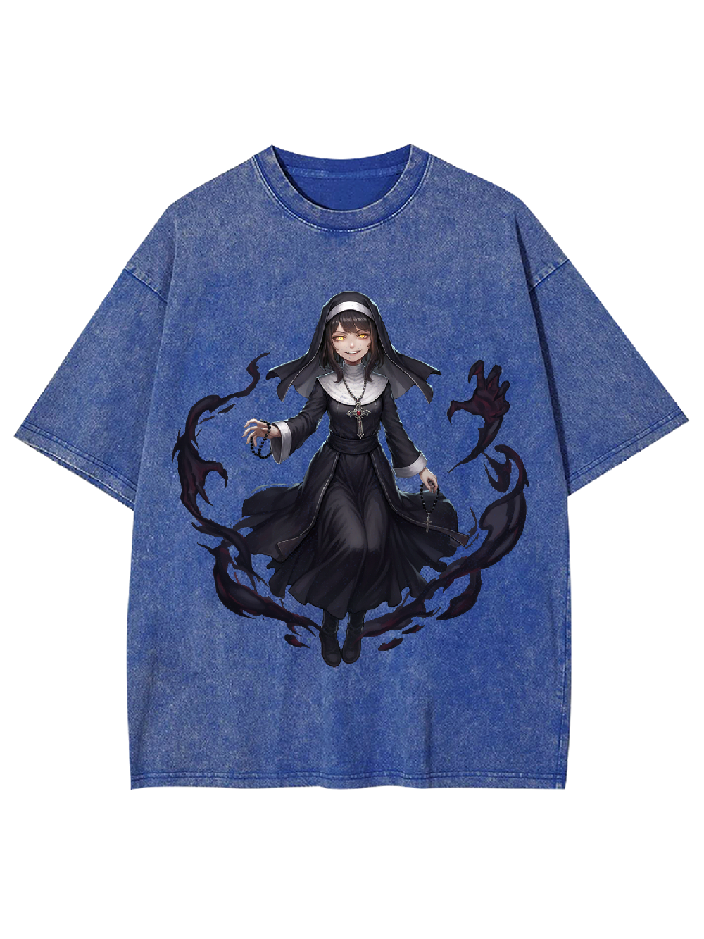 Dark Comic Nun Washed Tshirt