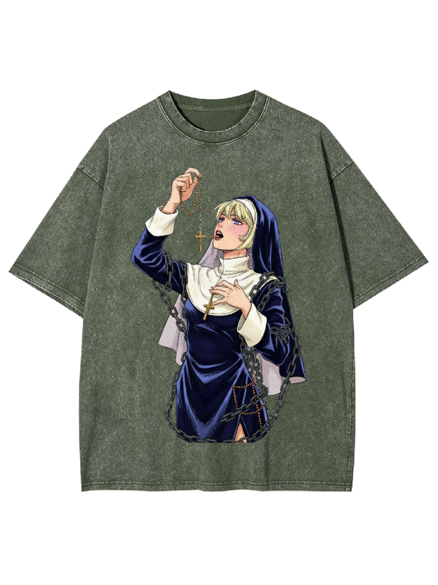 Licking Manga Nun Washed Tshirt