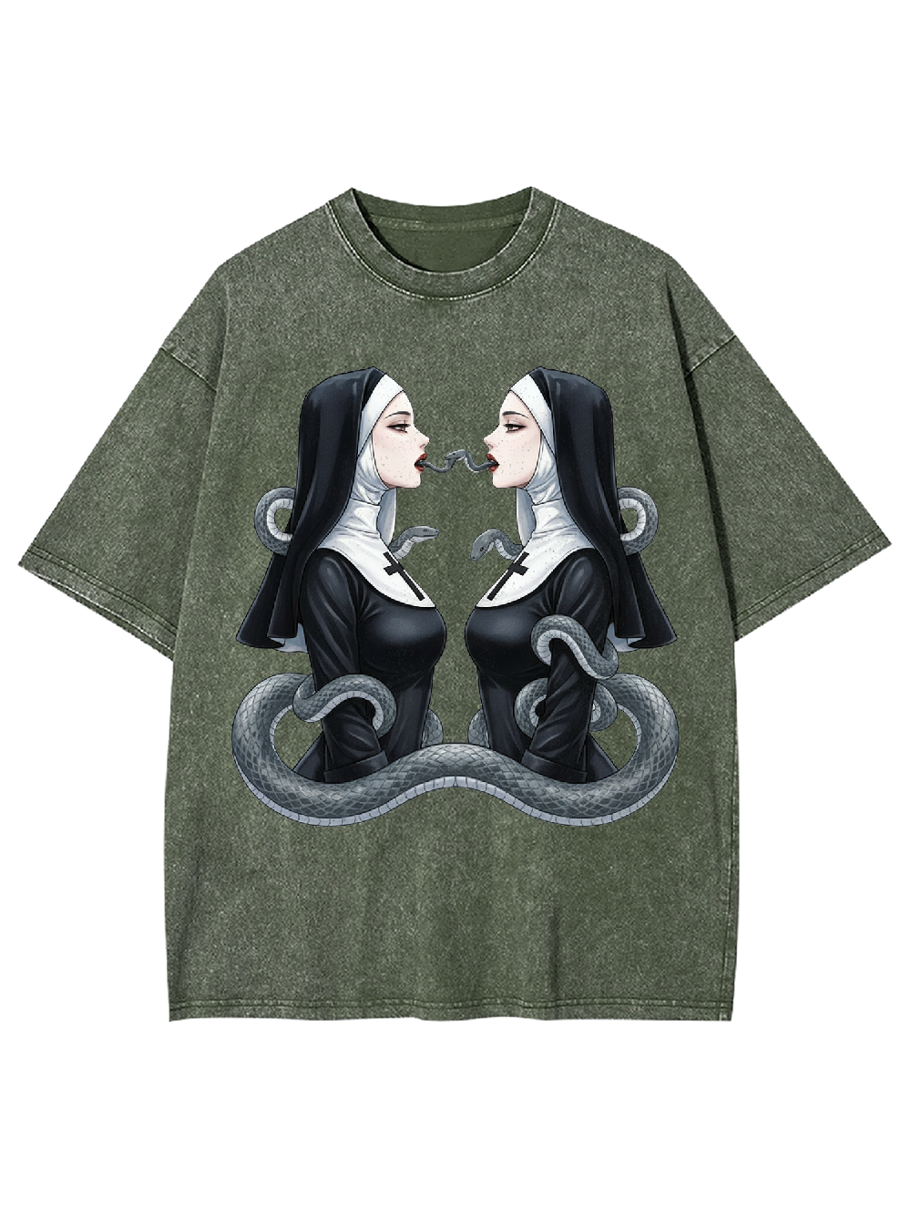 The Twin Serpent Nuns Washed Tshirt