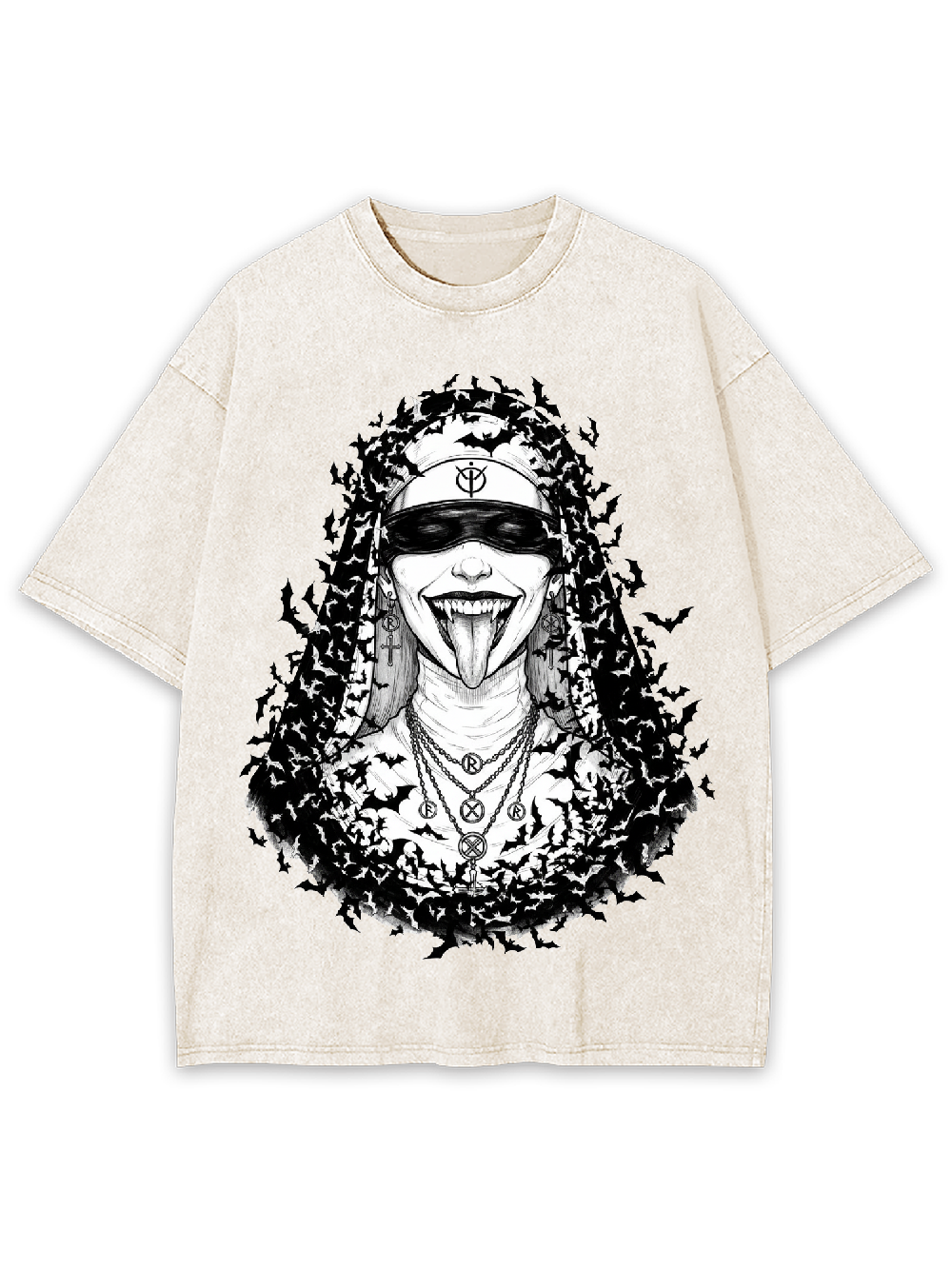Bat Goth Nun Washed Tshirt
