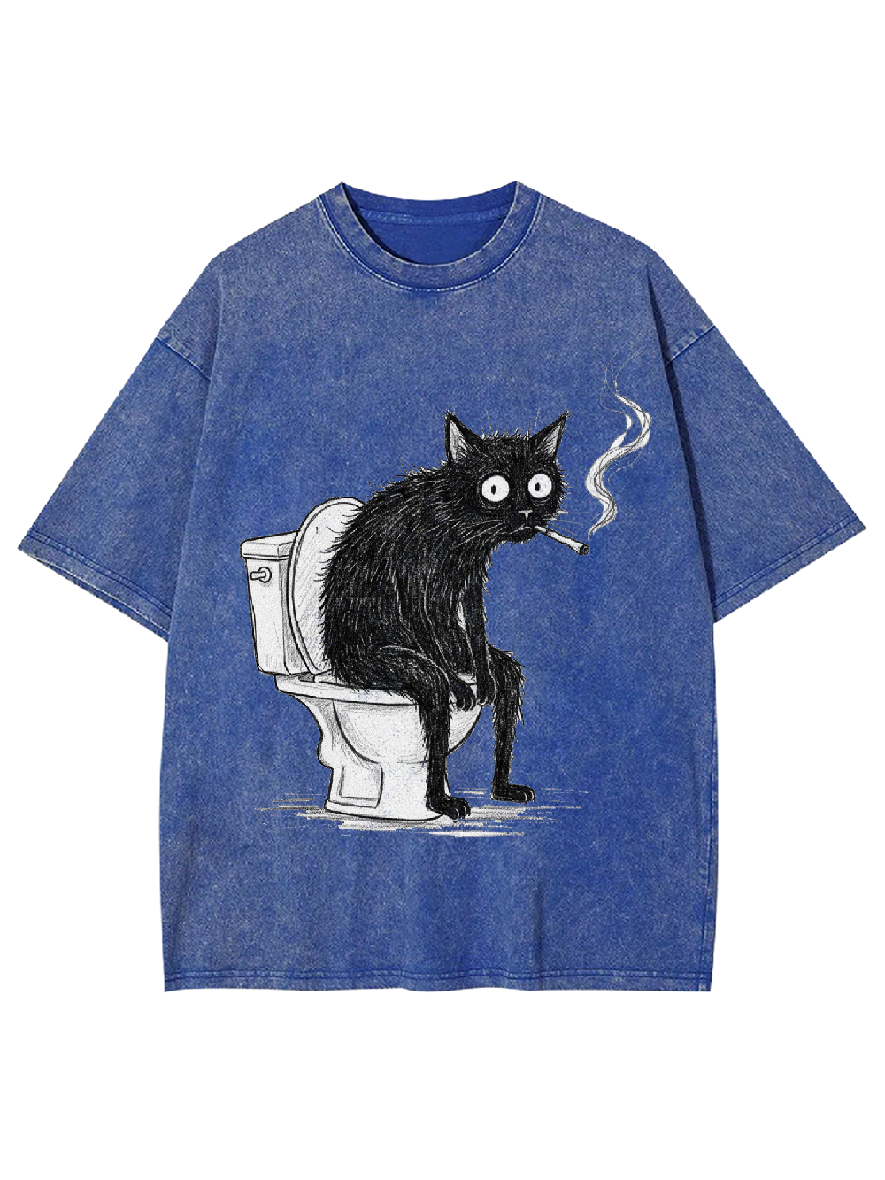 Cat smoking on the toilet Washed Tshirt