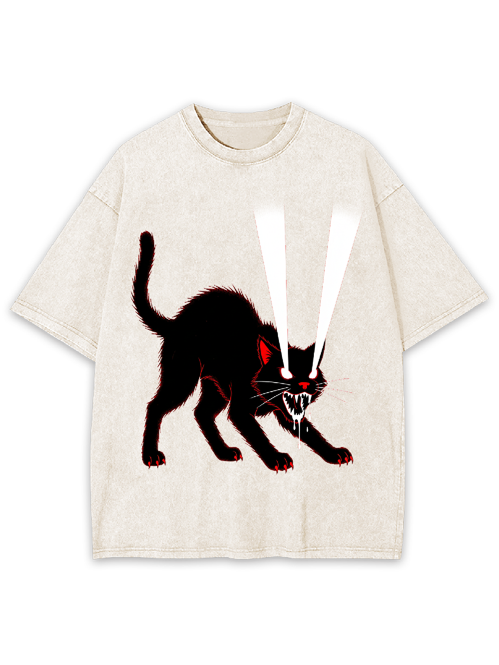 Glowing-Eyed Cat Washed Tshirt