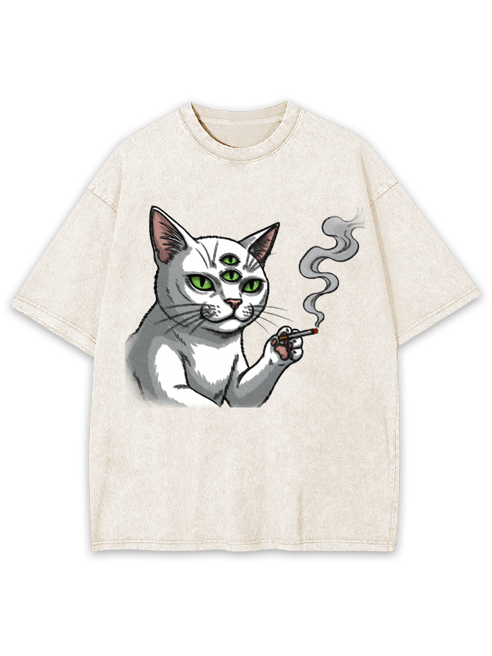 The Unruly Smoking Cat Washed Tshirt