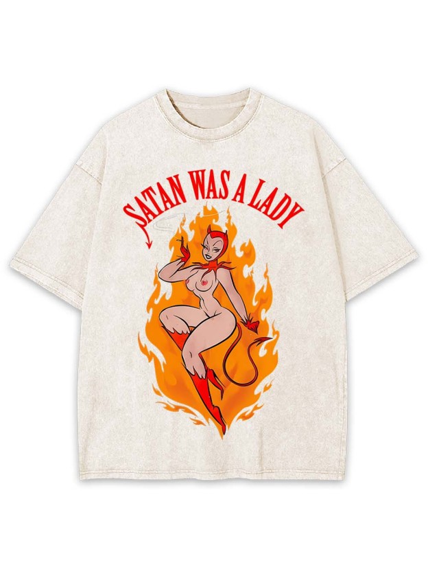 Satan Was A Lady Washed Tshirt