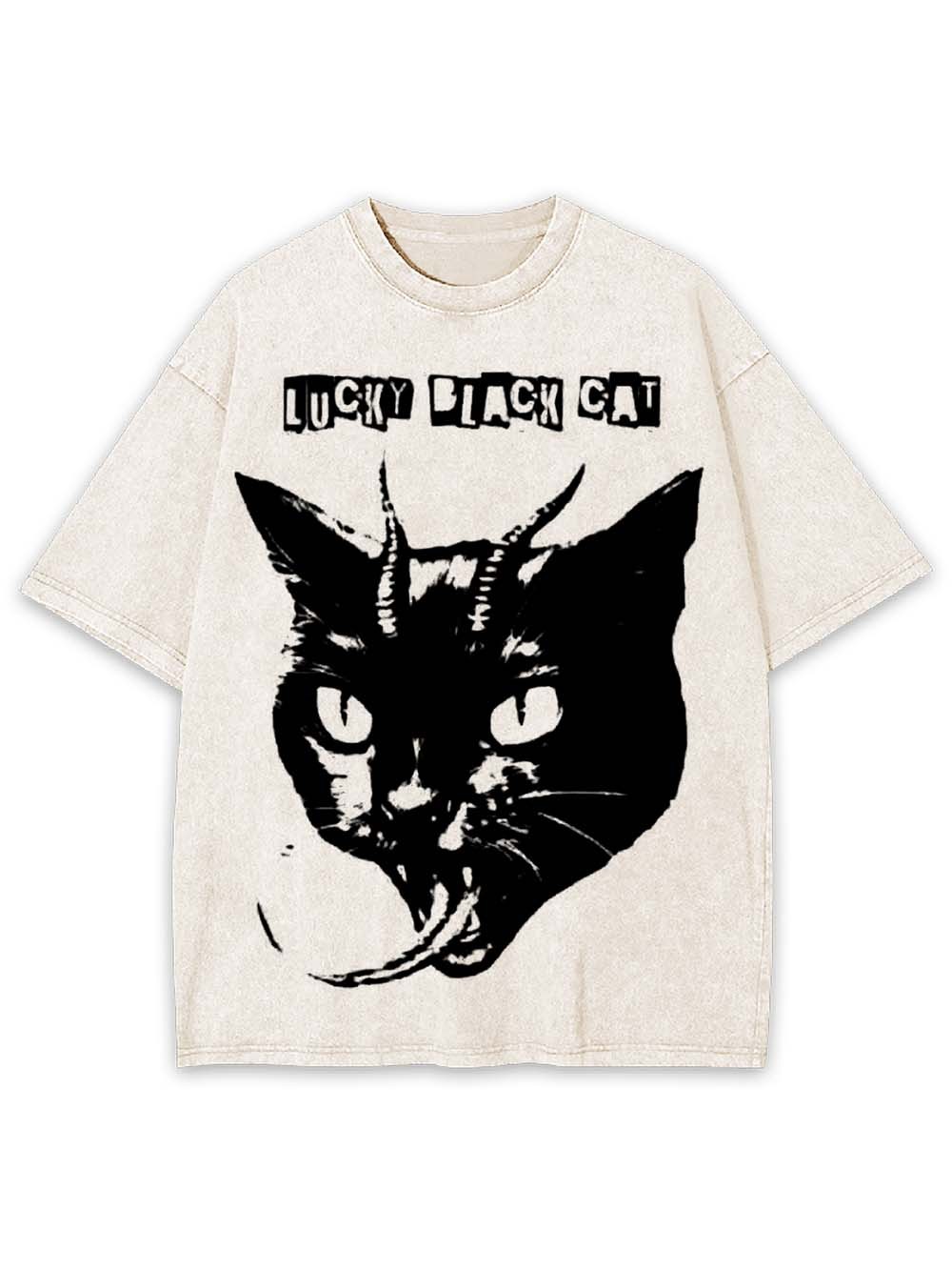 LUCKY BLACK CAT WASHED TSHIRT