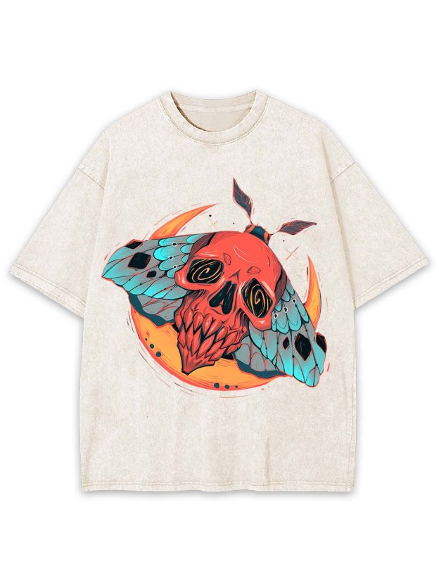 Skull Moth Eclipse Washed Tshirt