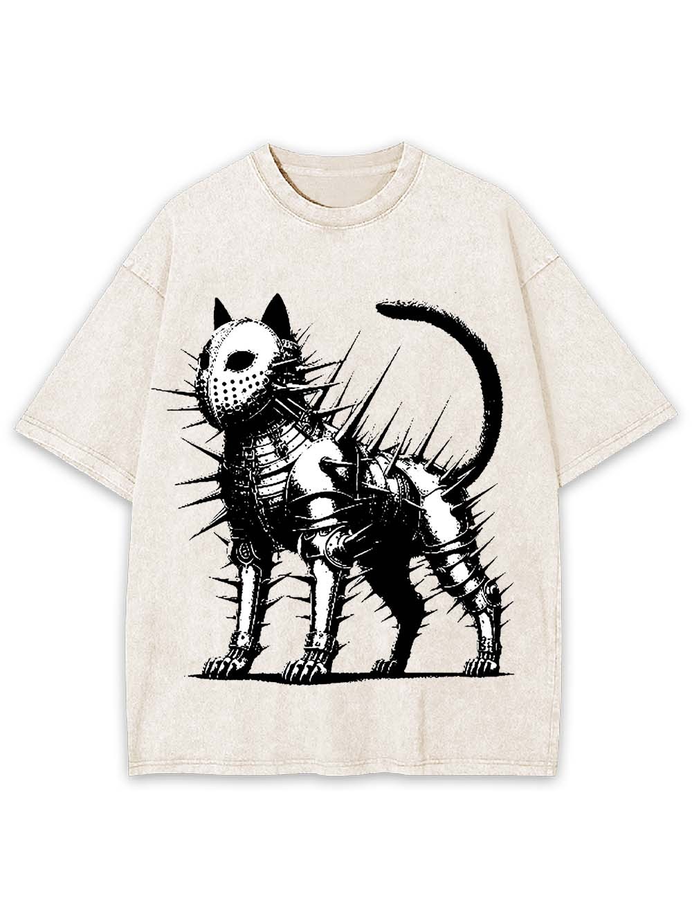 Armored Spiked Cat Washed Tshirt
