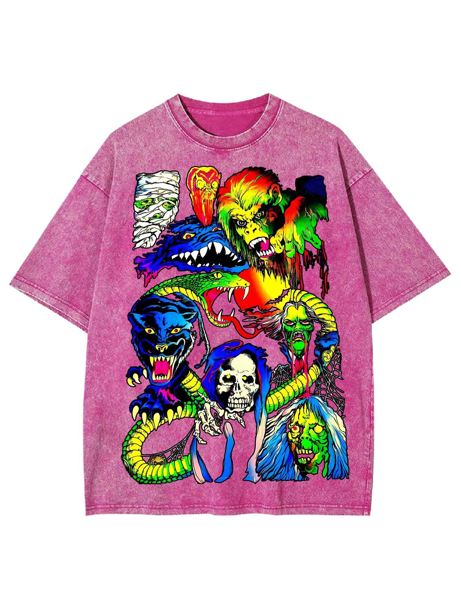 Psychedelic Monster Mash Washed Tshirt