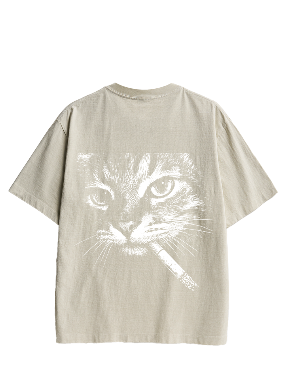 Sad Cat Energy Double Sided Print Washed TShirt