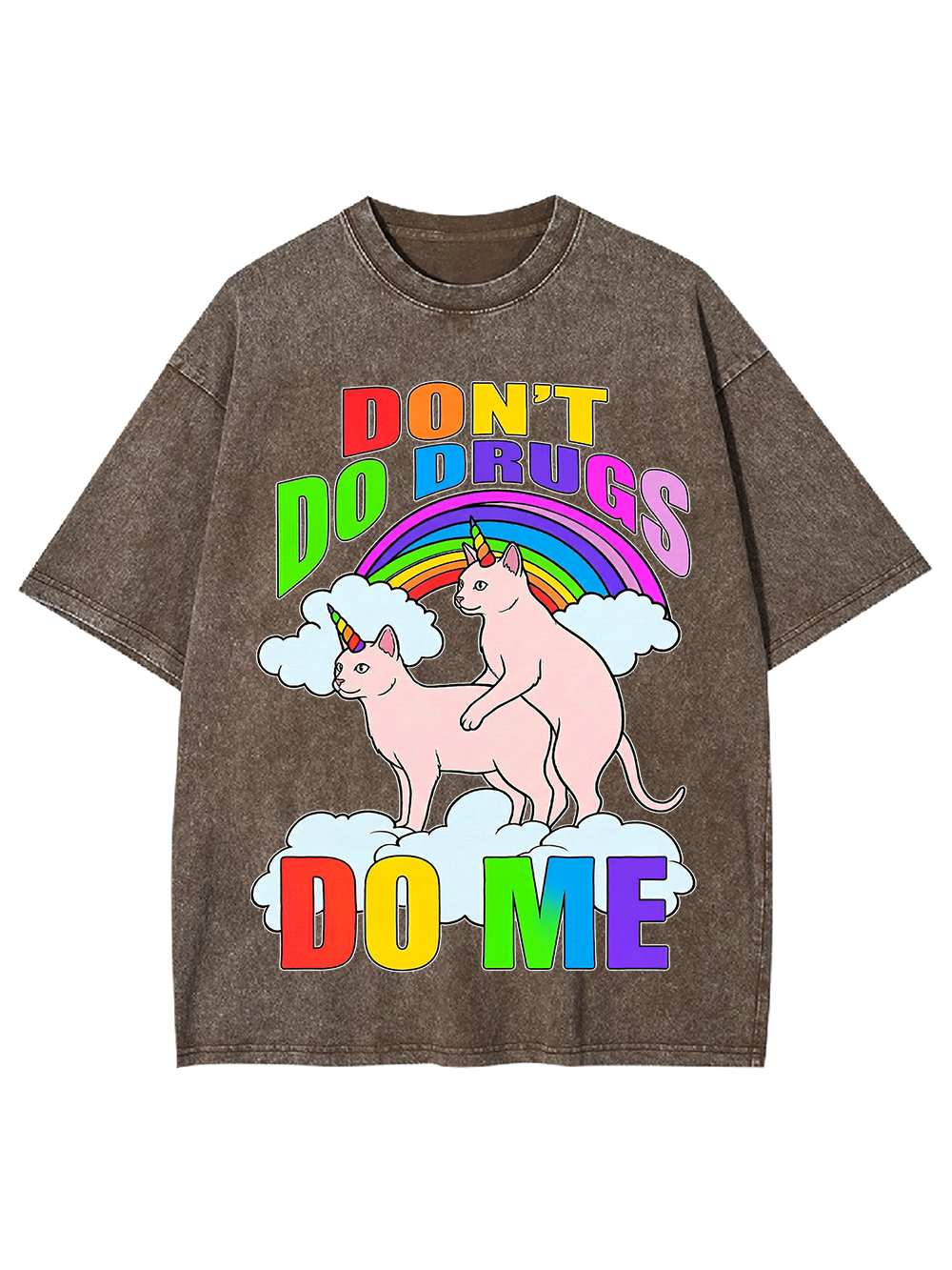 Unicorns Behaving Badly Cat Washed Tshirt