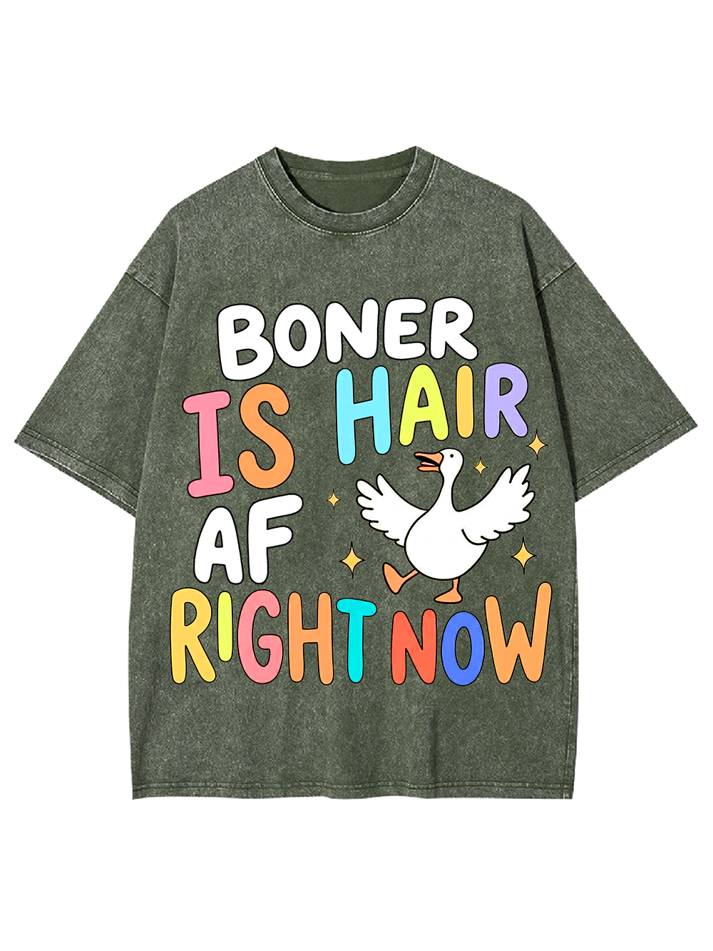 BONER IS HAIR AF RIGHT NOW Washed Tshirt