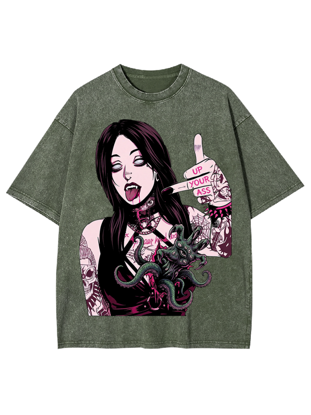 Octo Kiss – Darkcore Bad Attitude Washed Tshirt