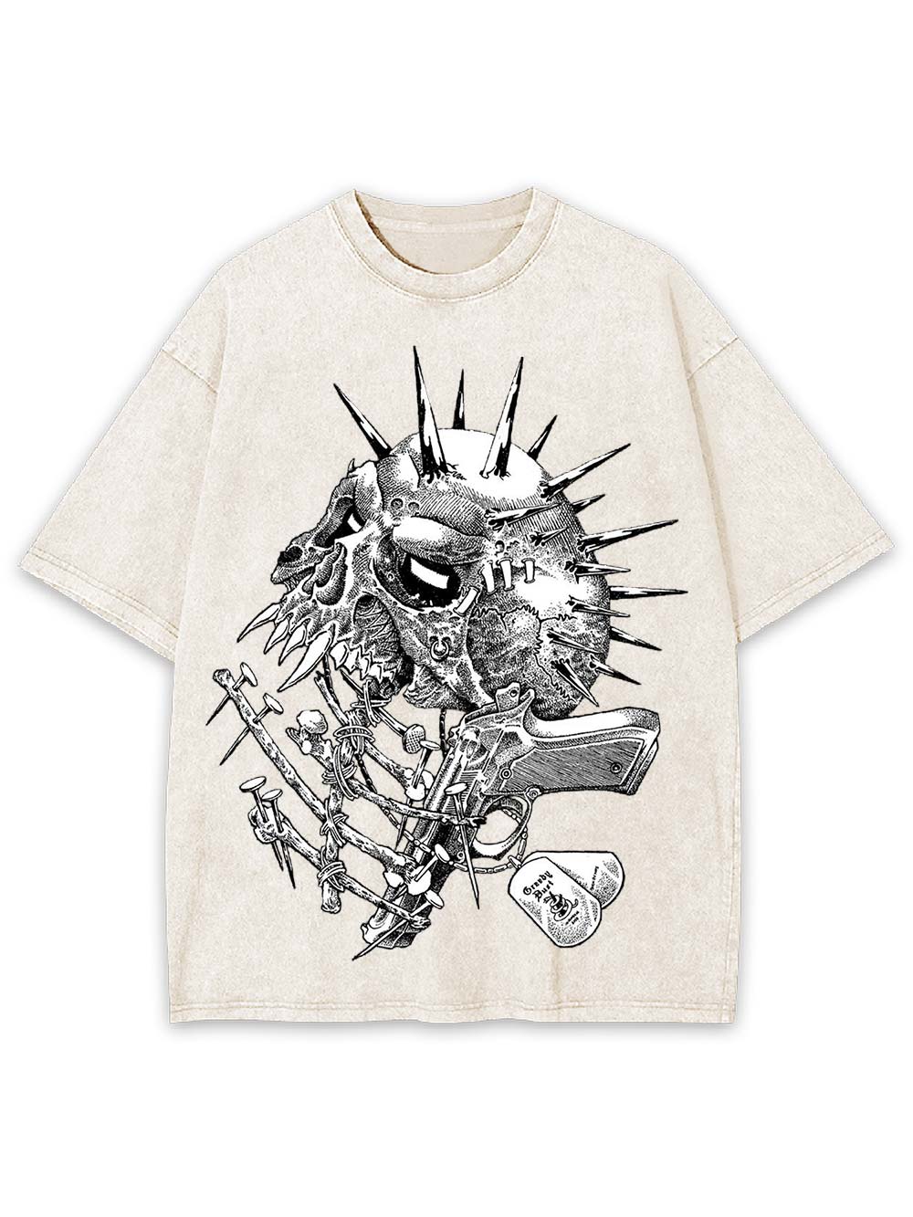 Gun And Skull Washed Tshirt