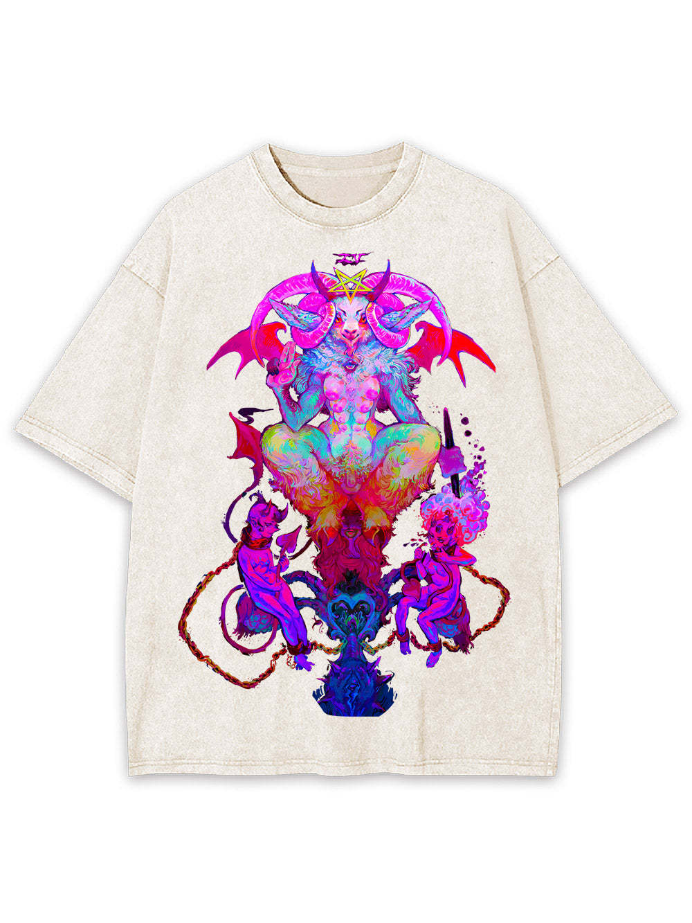 NEON BAPHOMET VISION WASHED TSHIRT
