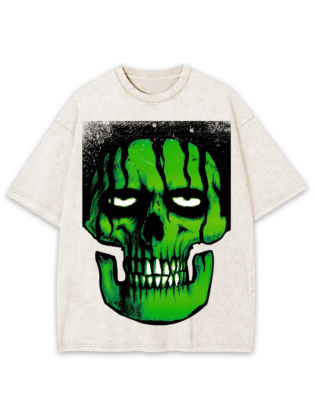 Glowing Green Skull Washed Tshirt