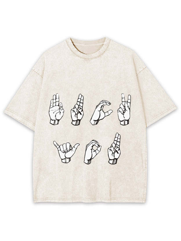 F*Ck You In Sign Language Rude Washed Tshirt