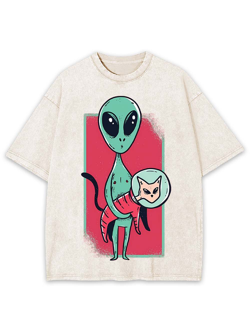 Alien Cat Discovery Washed Tshirt