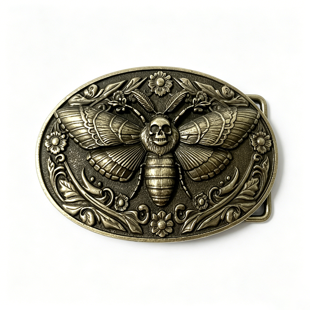 CLO MOTH SKULL BELT BUCKLE