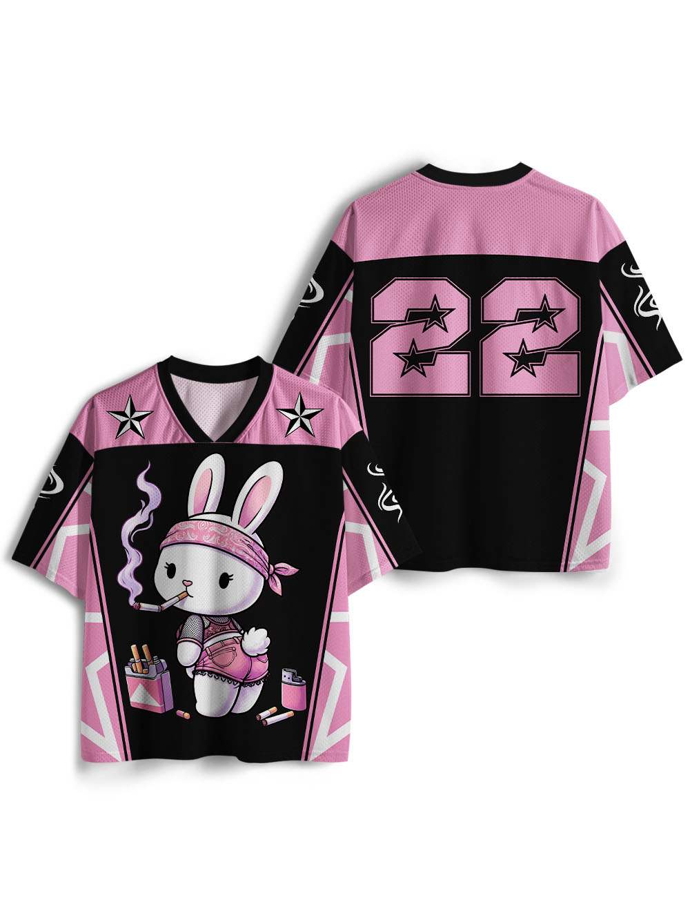 PINK SMOKING BUNNY STYLE MESH JERSEY
