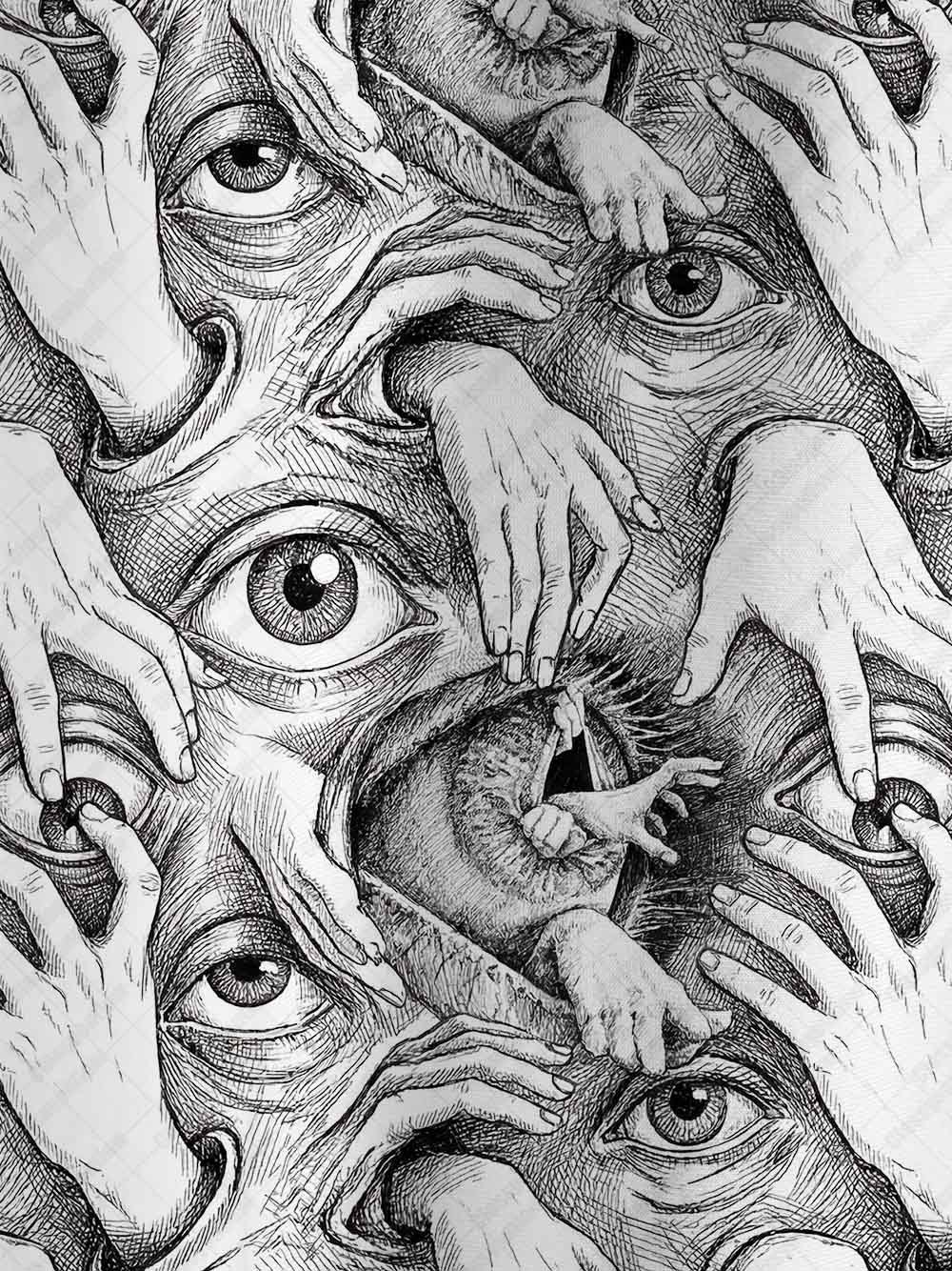 Horror Hands and Eyes Graphic T-shirt