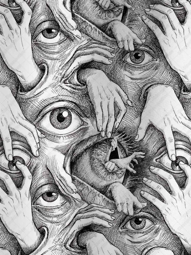 Horror Hands and Eyes Graphic T-shirt