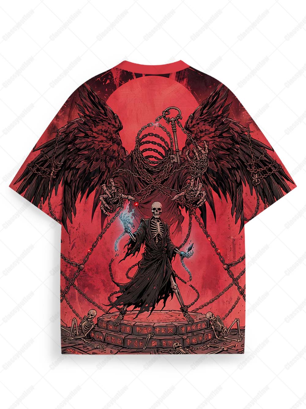 BLOOD WINGS SKELETON REAPER ECO OVERSIZED GRAPHIC TEES