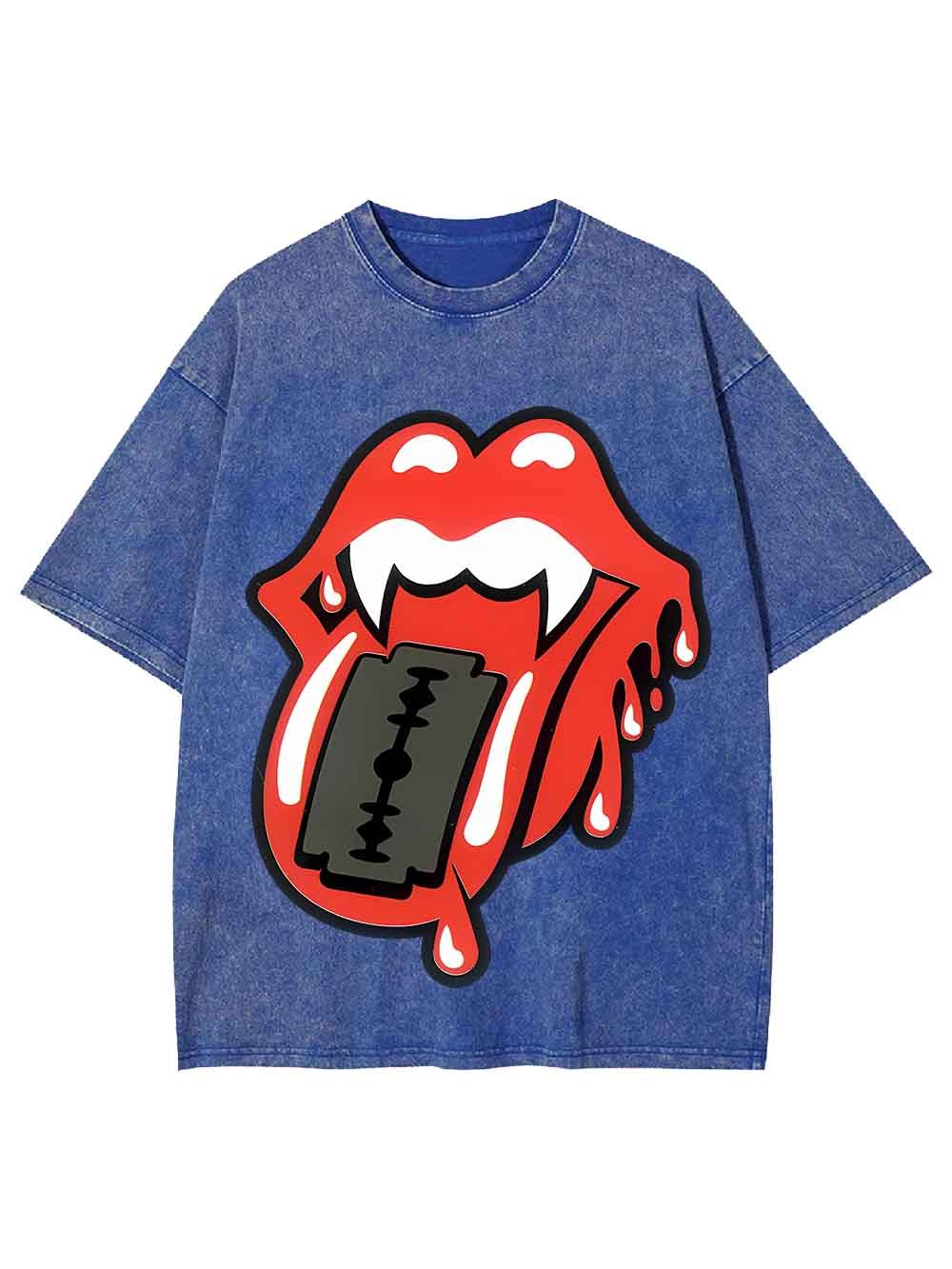 LIPS OF ROCK WASHED TSHIRT