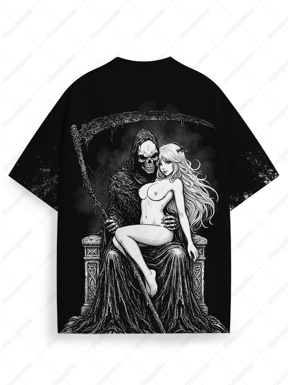 GRIM REAPER THRONE ECO OVERSIZED GRAPHIC TEES