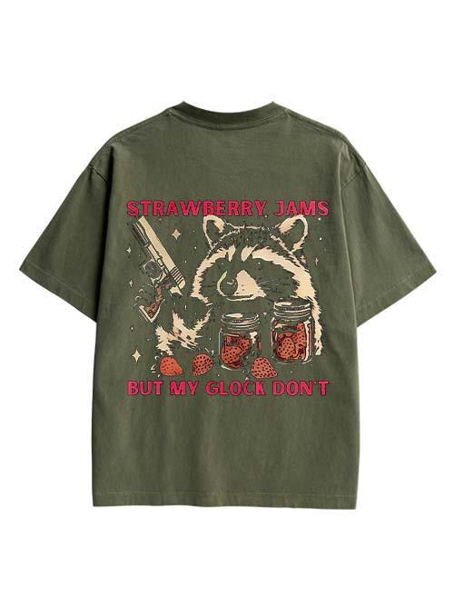 Strawberry Jams But My Glock Don't Double Sided Print Washed TShirt