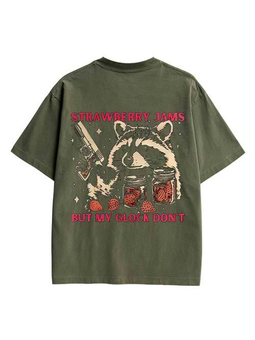 Strawberry Jams But My Glock Don't Double Sided Print Washed TShirt
