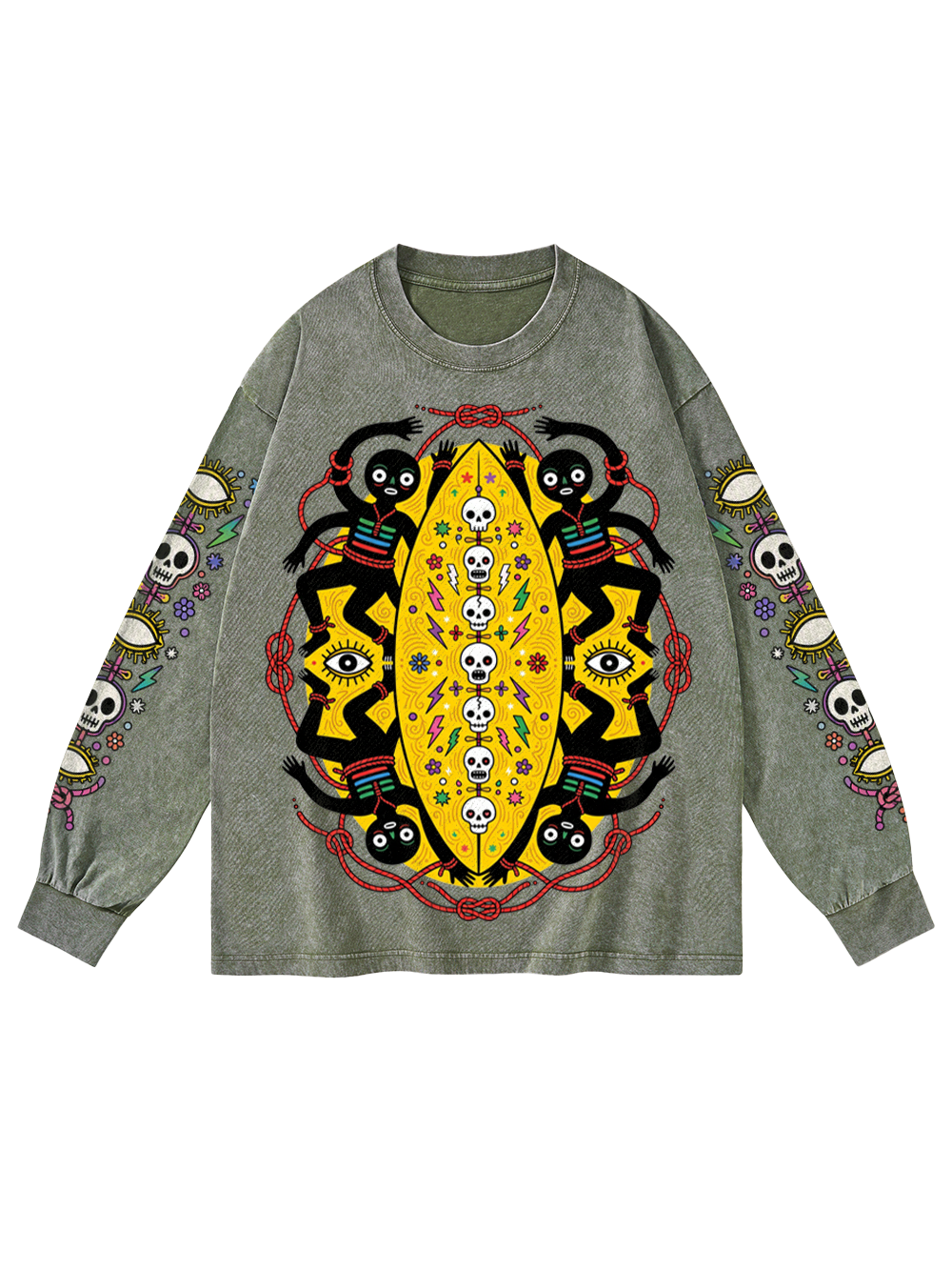 VOODOO RITUAL WASHED LONG-SLEEVE GRAPHIC TSHIRT