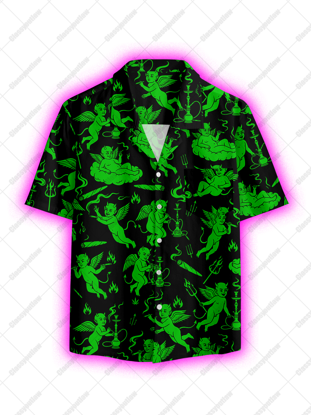 GREEN DEVIL BUTTON UP POCKET SHIRT