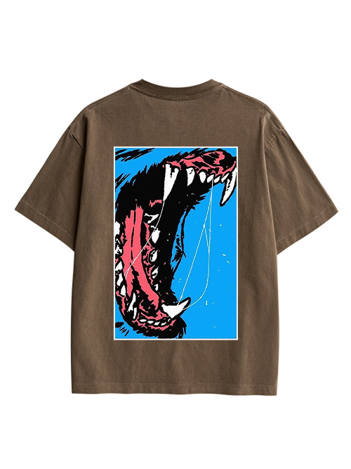 Beast Roar Double Sided Print Washed TShirt