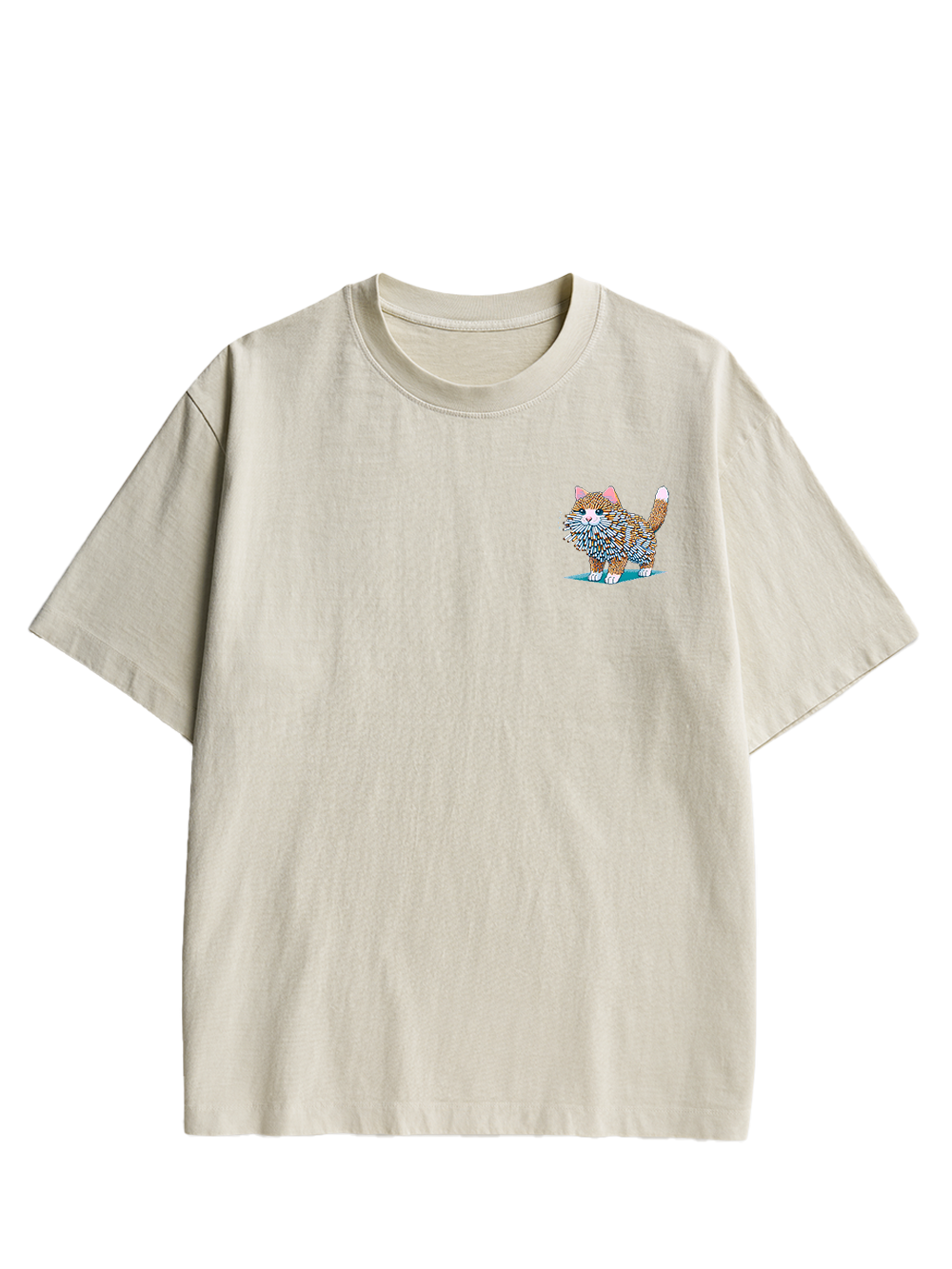 Cigarette Cat Double Sided Print Washed TShirt