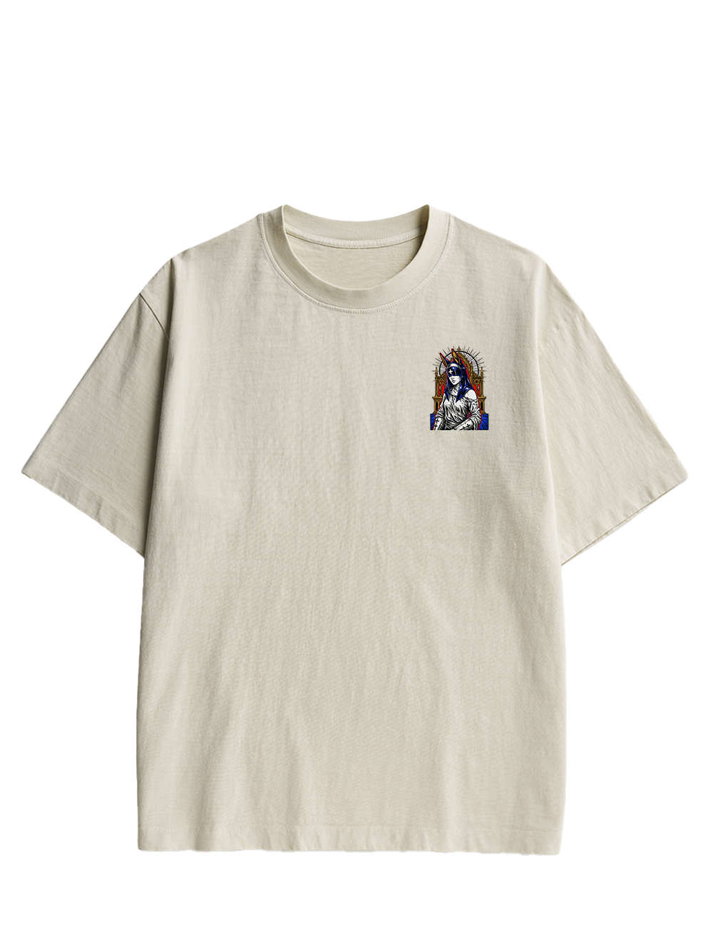 GOTHIC NUN WITH BUNNY EARS CHURCH DOUBLE SIDED PRINT WASHED TSHIRT