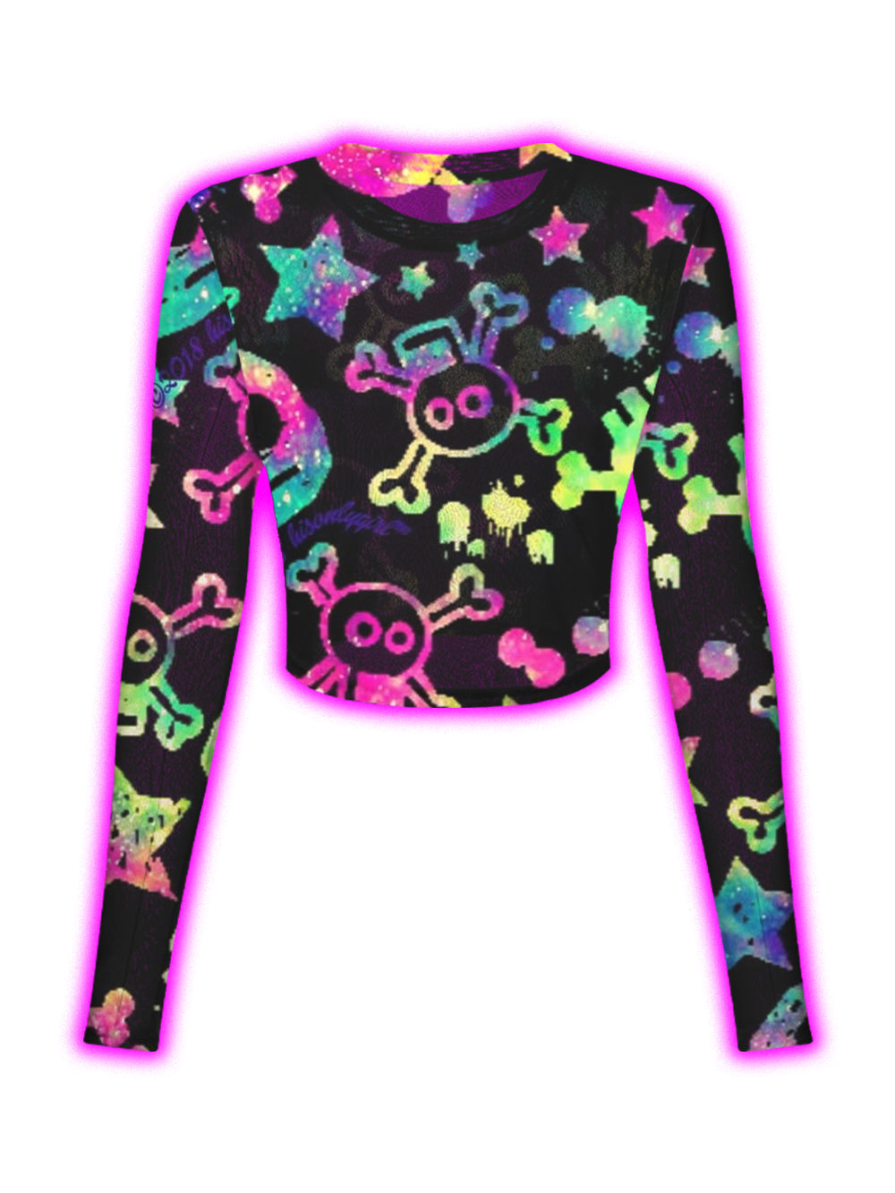 NEON SKULL GALAXY MESH TOP
