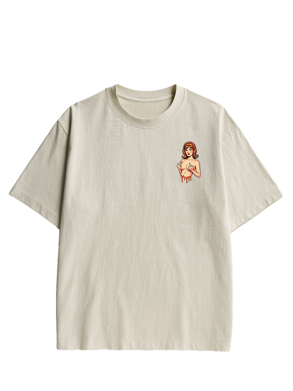 DRIPPING PIN-UP MIDDLE FINGER AAA DOUBLE SIDED PRINT WASHED TSHIRT