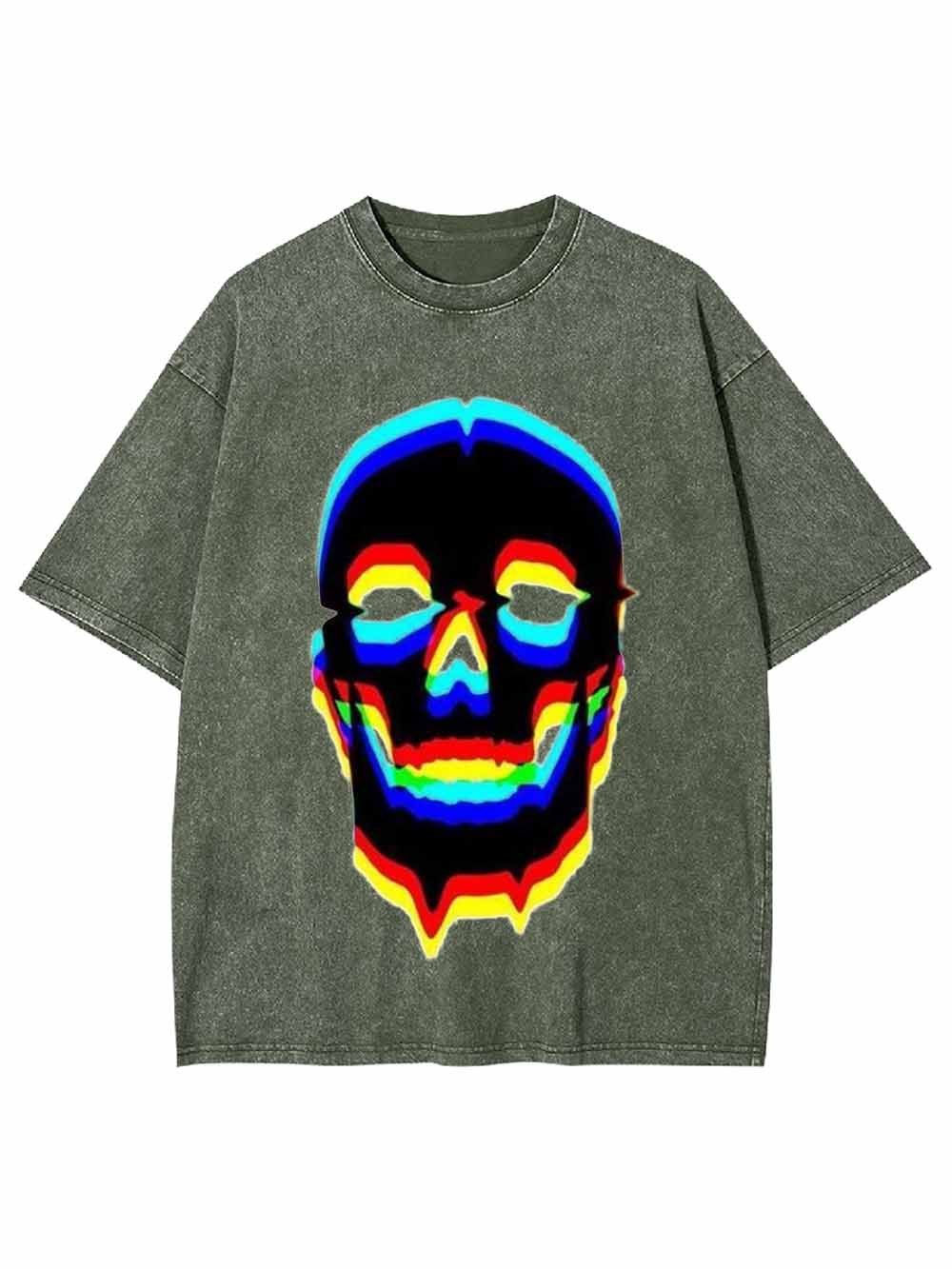 Cyberpunk Neon Skull Washed Tshirt