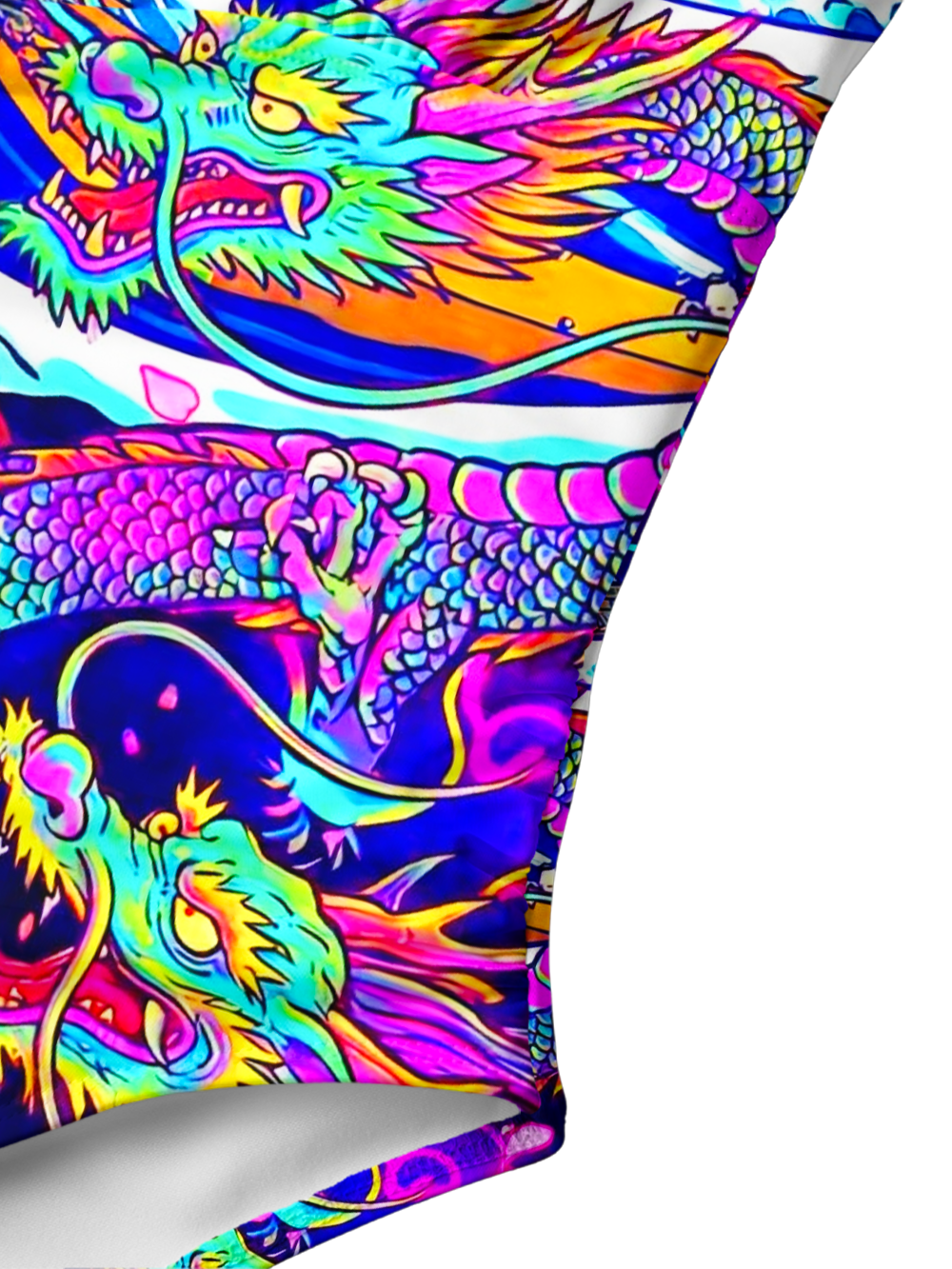 NEON DRAGON WAVE V-NECK ONE PIECE SWIMSUIT